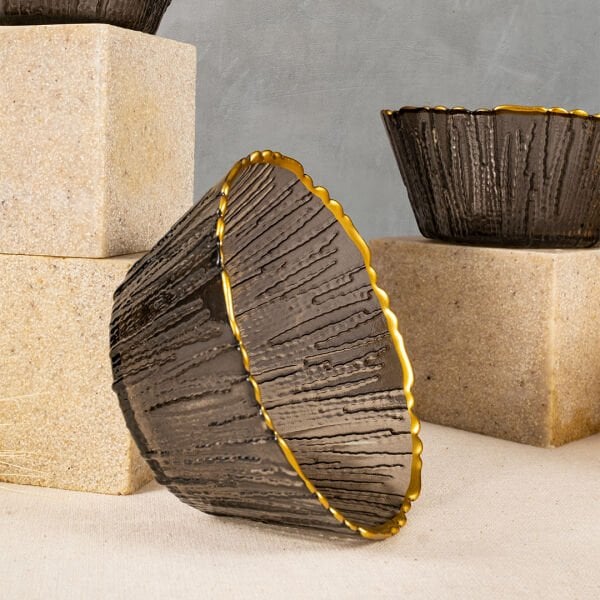 Fecra Fladen 7 Parça Kase Seti Antrasit Gold Fileli