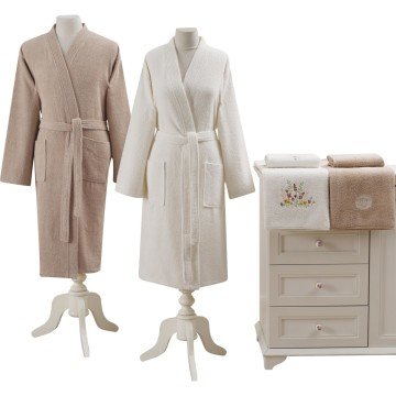 Taç Comfort Aile Bornoz Seti-Fenix Ekru- Camel