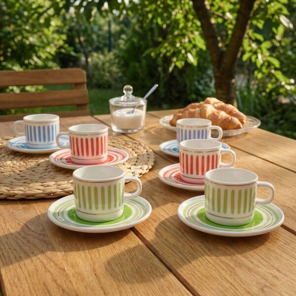 Fecra Ritm 12 Parça Kahve Fincan Takımı