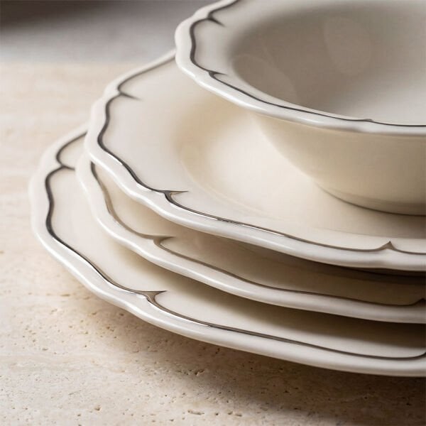 Güral Porselen Tenedos  24 Parça Yemek Takımı Gümüş File