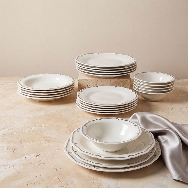 Güral Porselen Tenedos  24 Parça Yemek Takımı Gümüş File