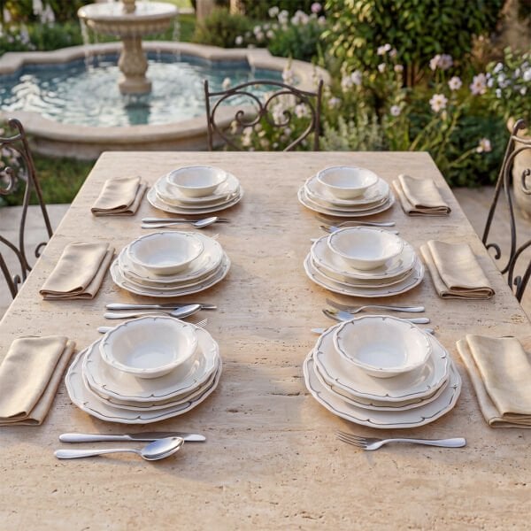 Güral Porselen Tenedos  24 Parça Yemek Takımı Gümüş File