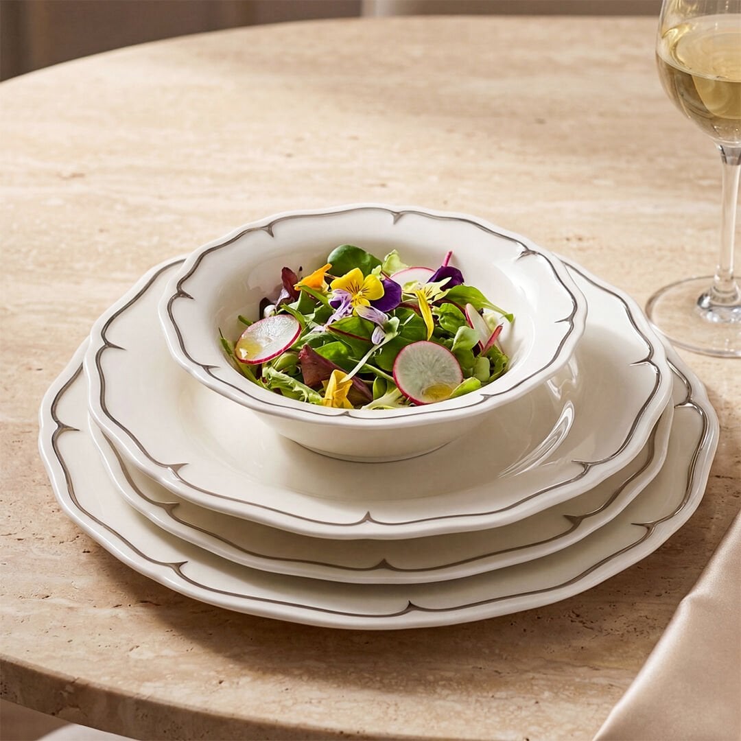 Güral Porselen Tenedos  24 Parça Yemek Takımı Gümüş File