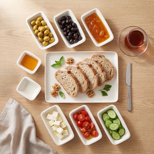 Güral Porselen Orlando 9 Parça  Kahvaltı Seti Sade