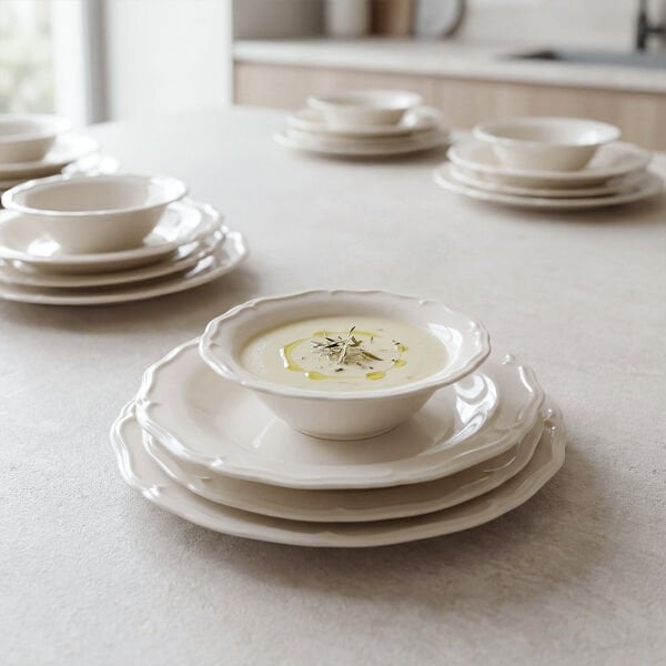 Güral Porselen Tenedos  24 Parça Yemek Takımı Sade