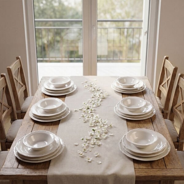 Güral Porselen Tenedos  24 Parça Yemek Takımı Sade