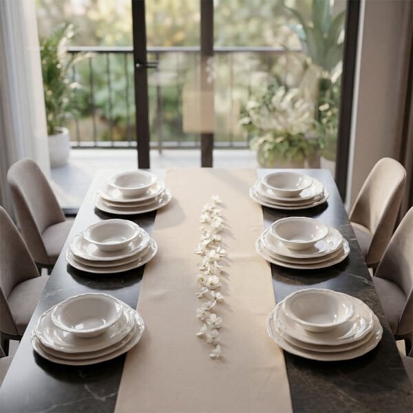 Güral Porselen Tenedos  24 Parça Yemek Takımı Sade