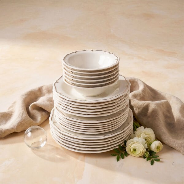 Güral Porselen Tenedos  24 Parça Yemek Takımı Altın File