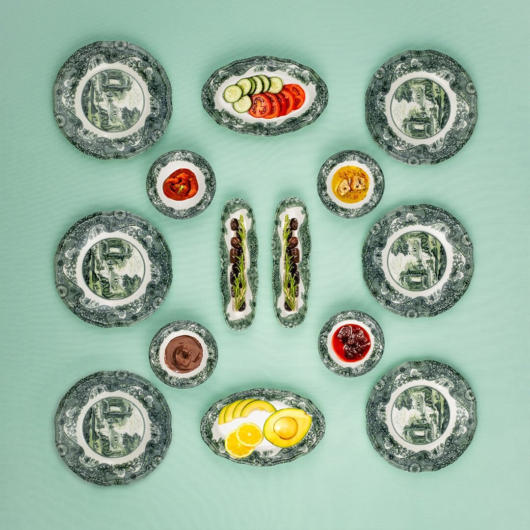 Fecra Vintage Emerald 14 Parça Kahvaltı Takımı