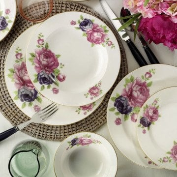 Kütahya Porselen Bone Jasmine 24 Parça 9425 Desen Yemek Seti