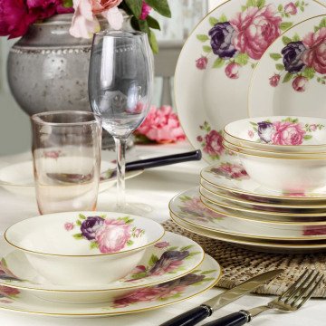 Kütahya Porselen Bone Jasmine 24 Parça 9425 Desen Yemek Seti