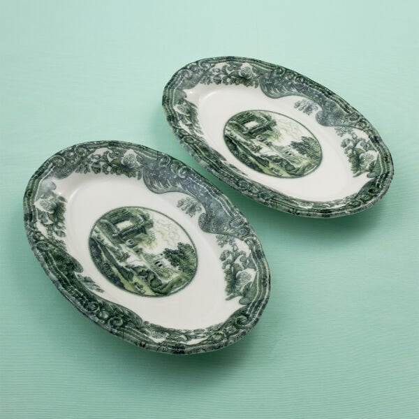 Fecra Vintage Emerald 2'li Kayık Tabak Seti 26 cm