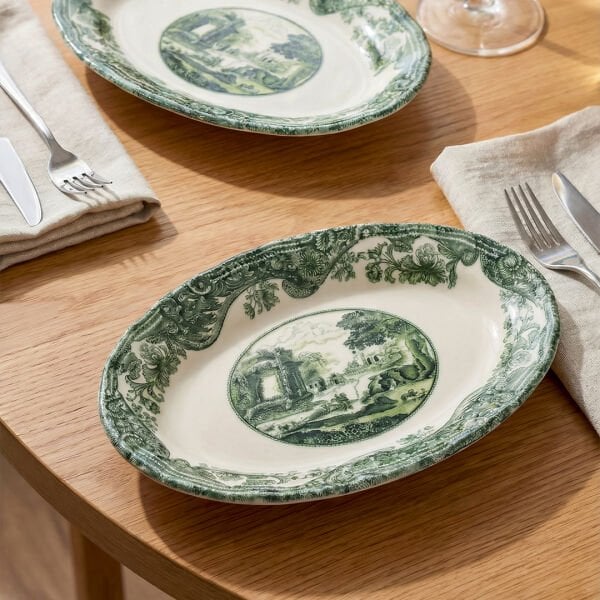 Fecra Vintage Emerald 2'li Kayık Tabak Seti 26 cm