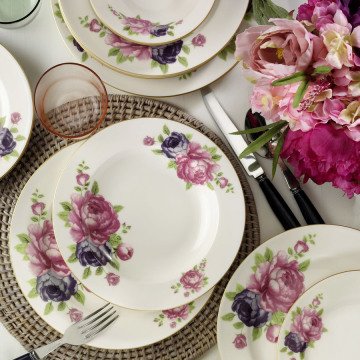 Kütahya Porselen Bone Jasmine 24 Parça 9425 Desen Yemek Seti