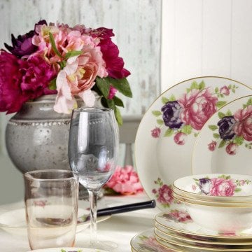 Kütahya Porselen Bone Jasmine 24 Parça 9425 Desen Yemek Seti