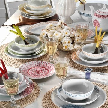 Kütahya Porselen Mitterteich 86683 Desen 24 Parça Yemek Seti Yeşil