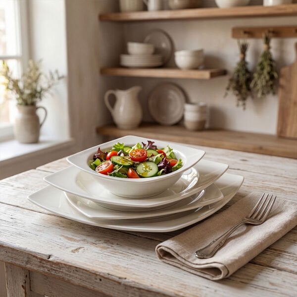 Güral Porselen Caroline 24 Parça Yemek Takımı Sade