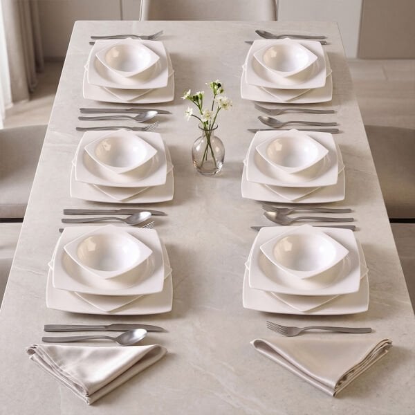 Güral Porselen Caroline 24 Parça Yemek Takımı Sade