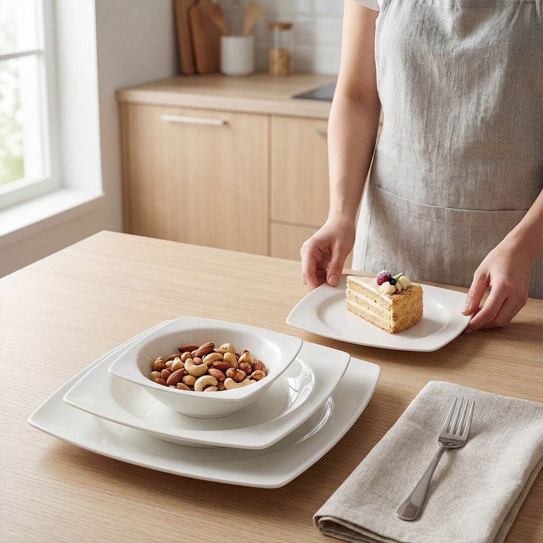 Güral Porselen Caroline 24 Parça Yemek Takımı Sade