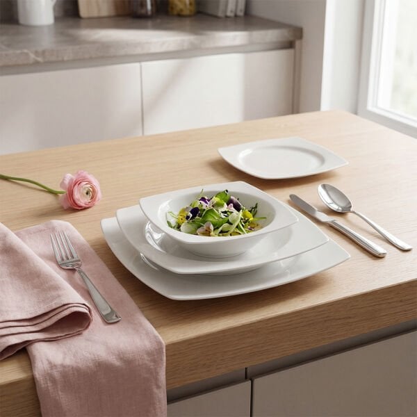 Güral Porselen Caroline 24 Parça Yemek Takımı Sade