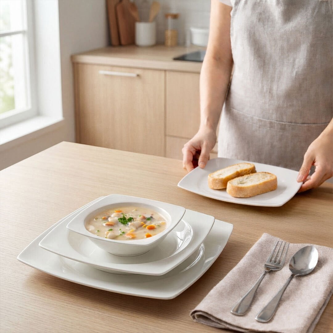 Güral Porselen Caroline 24 Parça Yemek Takımı Sade