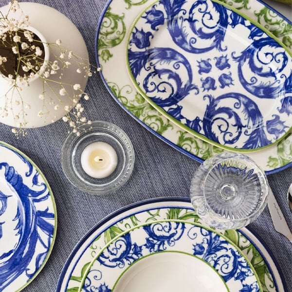 Kütahya Porselen Nano Bone Verde Azul 26 Parça 6 Kişilik Yemek Takımı