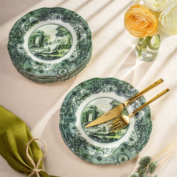 Fecra Vintage Emerald 6 Parça Pasta Tabağı Seti