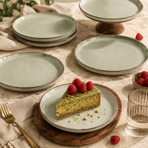 Kütahya Porselen Moderna 6 Parça 19 Cm Düz Tabak Yeşil