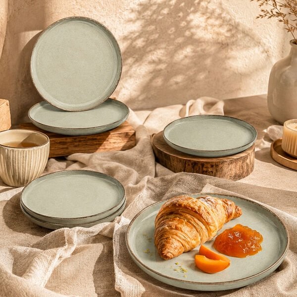 Kütahya Porselen Moderna 6 Parça 19 Cm Düz Tabak Yeşil