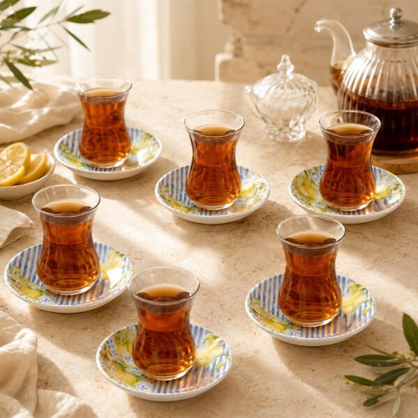 Fecra Limonte 6 Parça Çay Fincan Tabağı