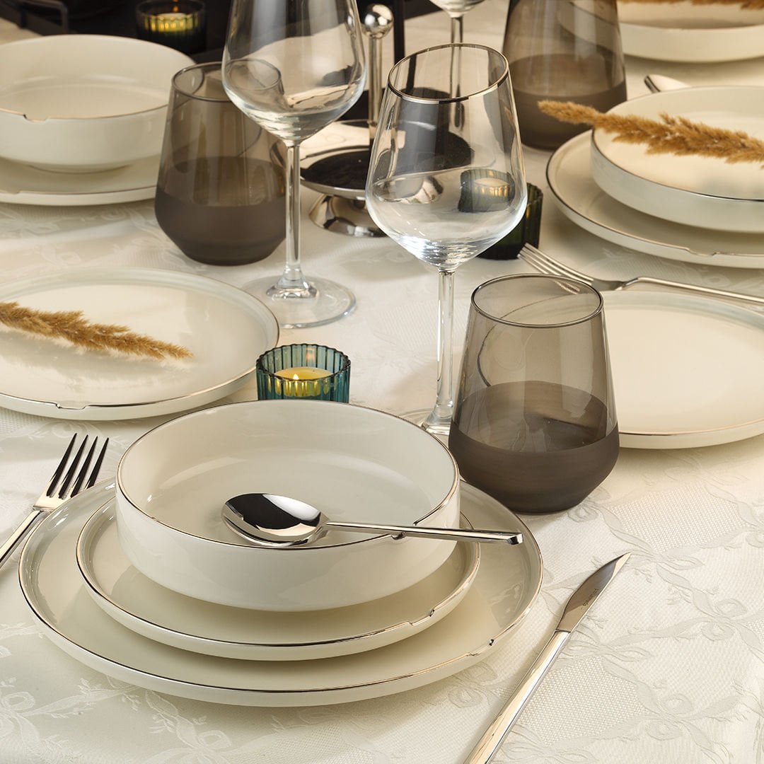 Kütahya Porselen 24 Parça Chef Taste Of Platin Fileli  Yemek Takımı