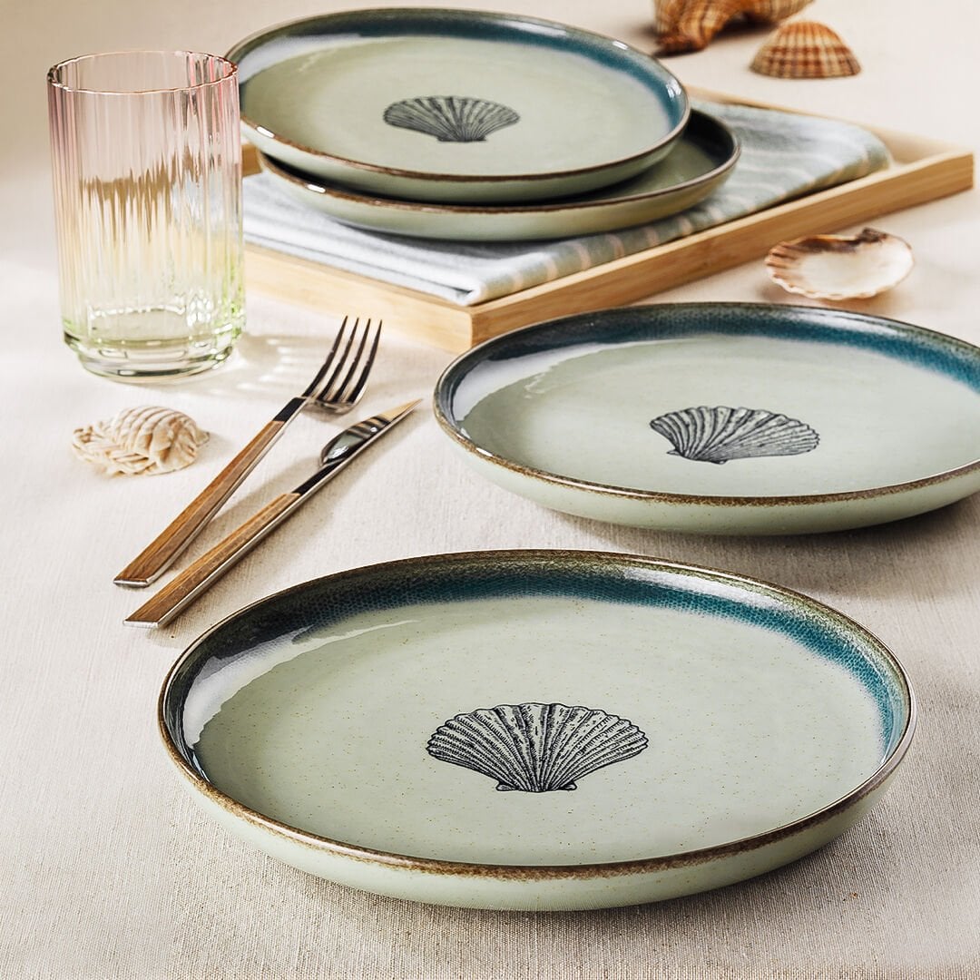 Kütahya Porselen Perla 4 Parça 21 Cm Pasta Tabağı Yeşil