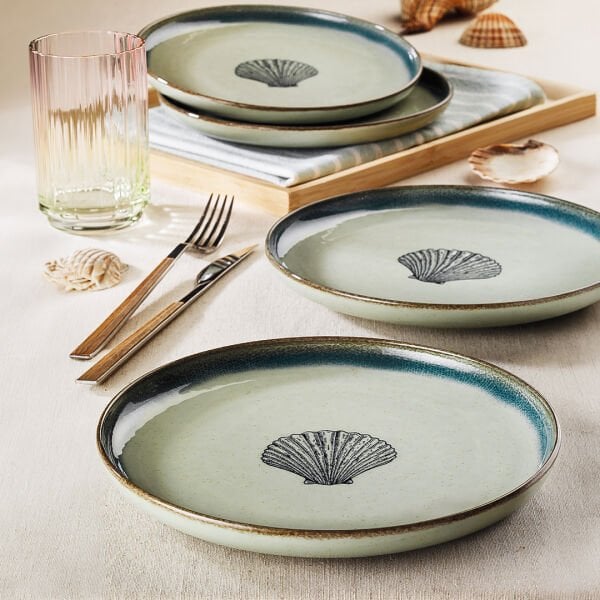 Kütahya Porselen Perla 4 Parça 21 Cm Pasta Tabağı Yeşil