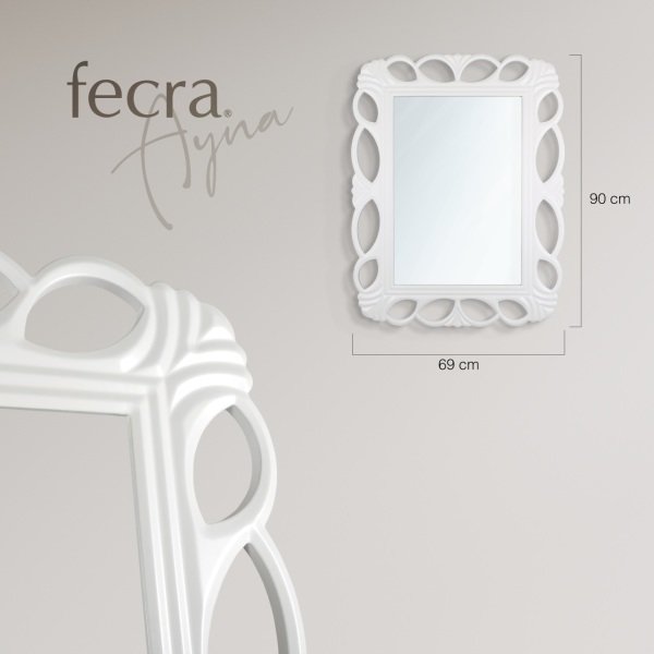 Fecra Aşil 69x90 Dekoratif Beyaz Çerçeveli Ayna