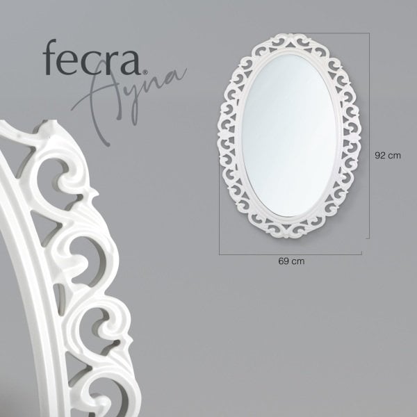 Fecra Sude 69x92 Dekoratif Beyaz Çerçeveli Ayna