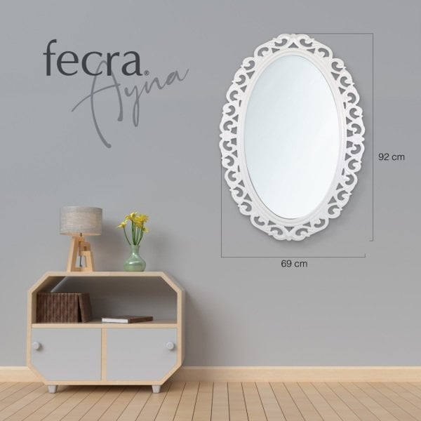 Fecra Sude 69x92 Dekoratif Beyaz Çerçeveli Ayna
