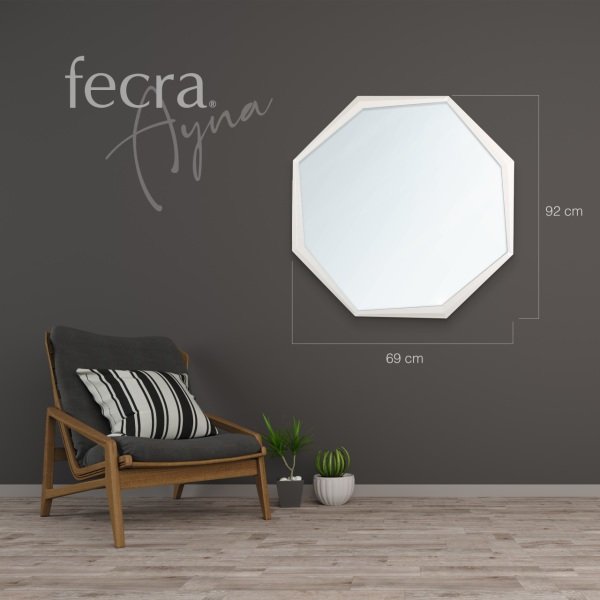 Fecra Özge 69x92 Dekoratif Beyaz Çerçeveli Ayna