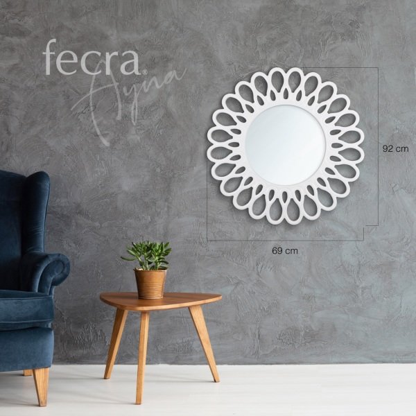 Fecra Papatya 69x92 Cm Dekoratif Beyaz Çerçeveli Ayna