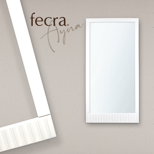 Fecra Mayda 69x139 Cm Dekoratif Büyük Çizgi Desenli Büyük Boy Beyaz Çerçeveli Ayna