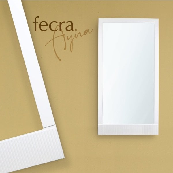 Fecra Mayda 69x139 Cm Dekoratif İnce Çizgi Desenli Büyük Boy Beyaz Çerçeveli Ayna