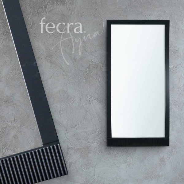 Fecra Andra  69x139 Cm Dekoratif İnci Çizgi Desenli Büyük Boy Siyah Çerçeveli Ayna