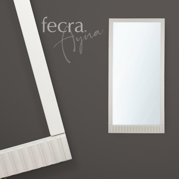 Fecra Orkis  69x139 CmDekoratif Büyük Çizgi Desenli Büyük Boy Krem Çerçeveli Ayna