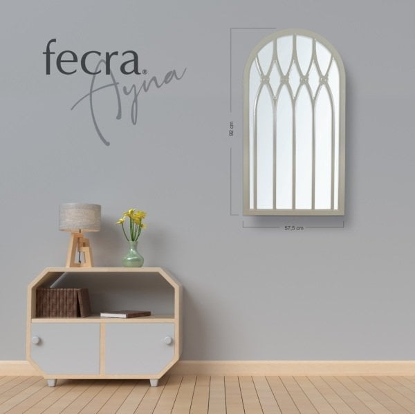 Fecra Lios 50x92 Cm Kapitone Desenli Dekoratif Krem Çerçeveli Ayna