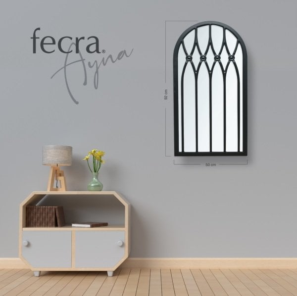 Fecra Lios 50x92 Cm Kapitone Desenli Dekoratif Siyah Çerçeveli Ayna