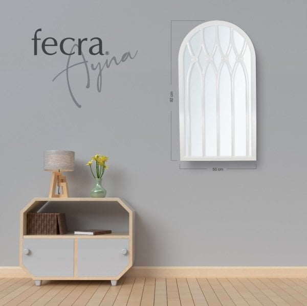 Fecra Lios 50x92 Cm Kapitone Desenli Dekoratif Beyaz Çerçeveli Ayna