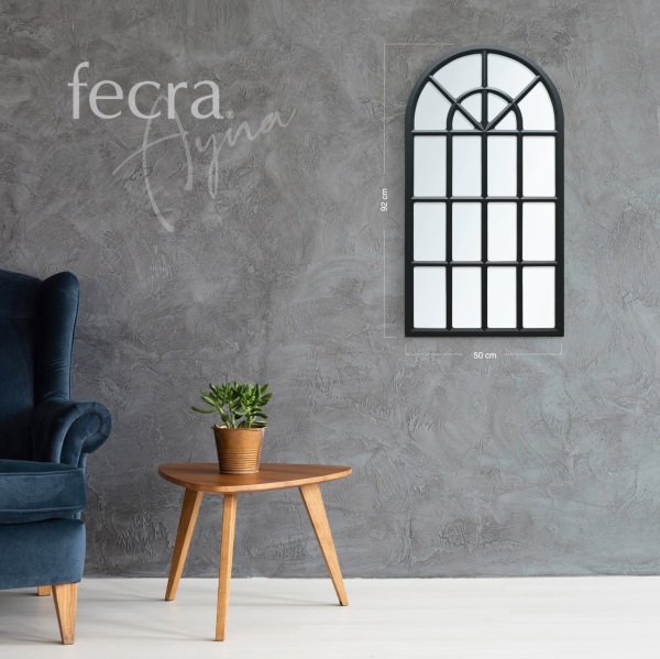 Fecra Arya 50x92 Cm Kare Desenli Dekoratif Beyaz Çerçeveli Ayna