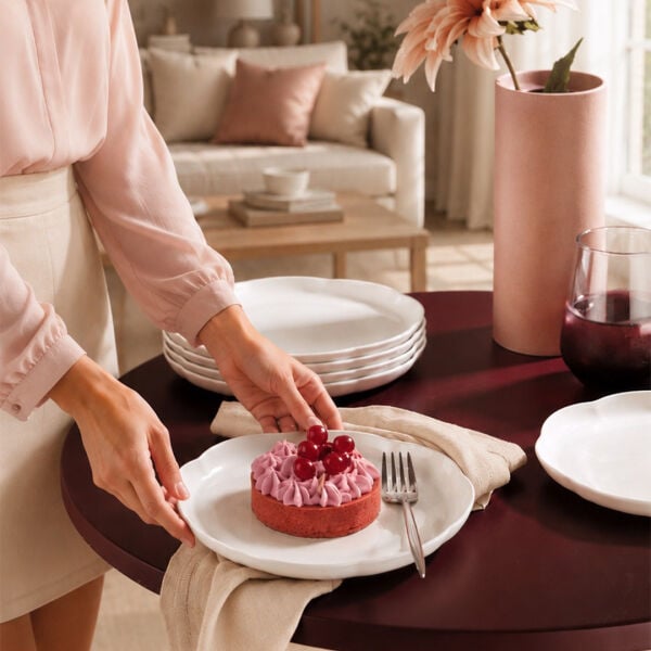 Kütahya Porselen Bone Camila 6 Parça 20 Cm Pasta Tabağı Seti Sade