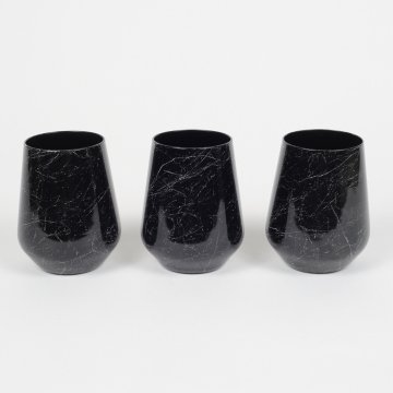 Rakle Marble 3'lü Su Bardağı Seti Siyah