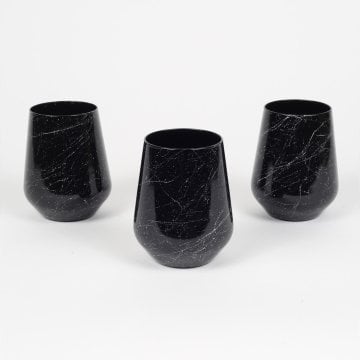 Rakle Marble 3'lü Su Bardağı Seti Siyah