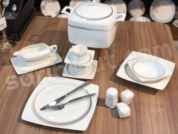 Rüzgar Platin 86 Parça 12 Kişilik Yemek Takımı